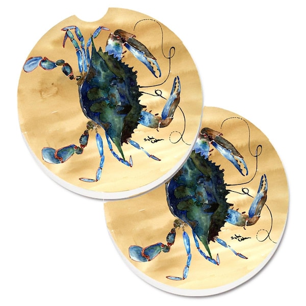 Carolines Treasures Crab Set of 2 Cup Holder Car Coaster 8159CARC - main